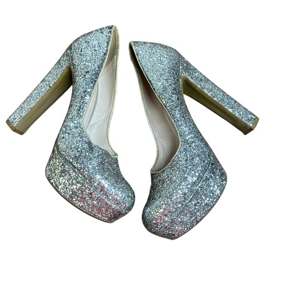 Miu Miu Silver Glitter Platform Heels Size 36.5 Pumps - Picture 4 of 9